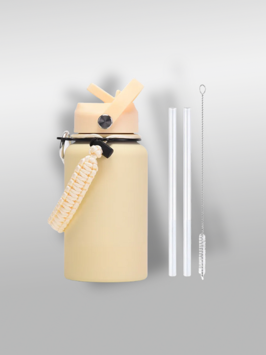 Gourde avec paille | Beige