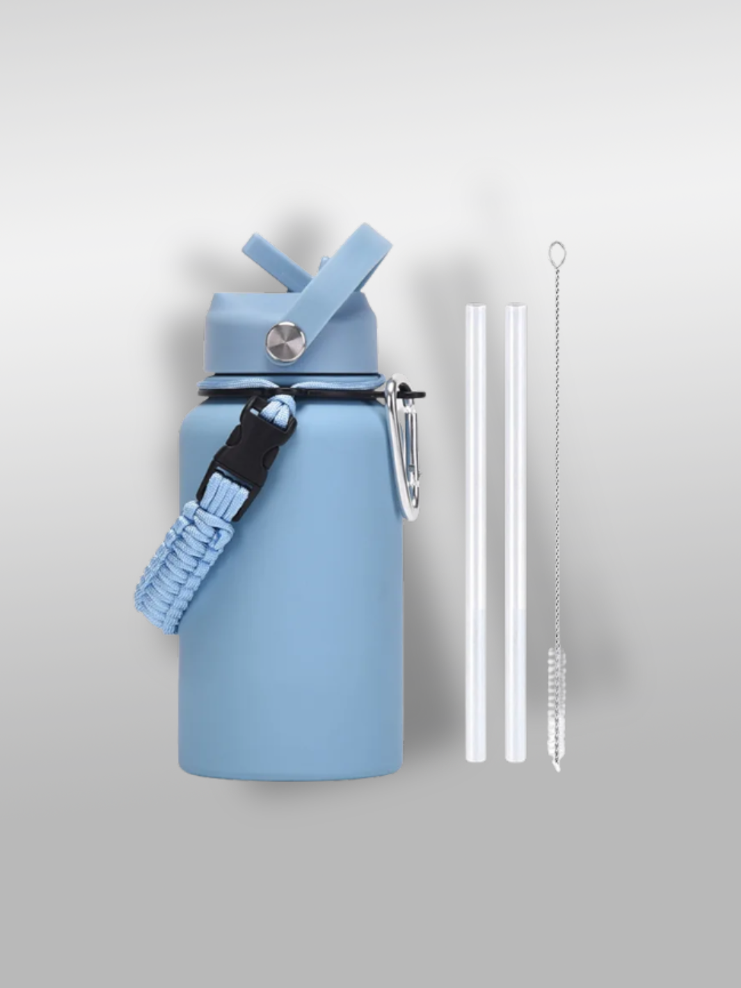 Gourde avec paille | Bleu pastel