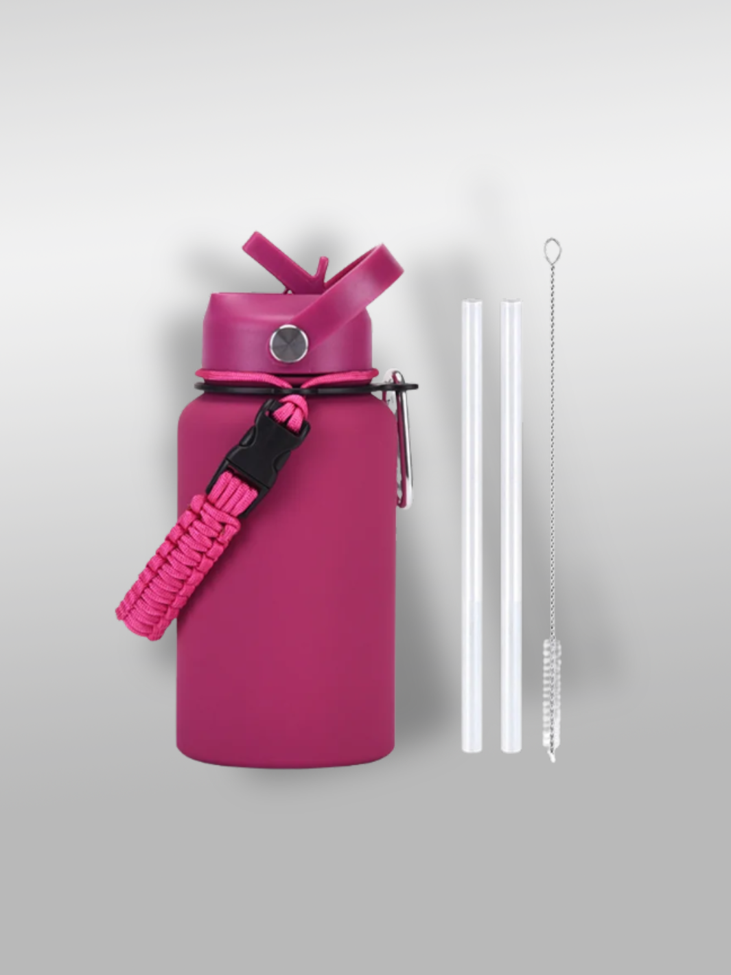 Gourde avec paille | Rose fuchsia