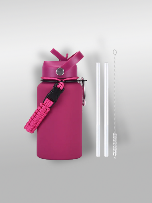 Gourde avec paille | Rose fuchsia
