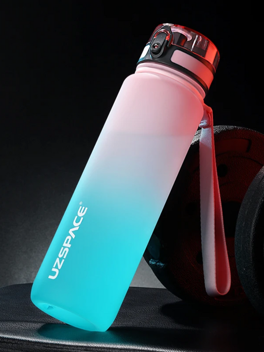 Gourde en plastique | Bleu turquoise & rose