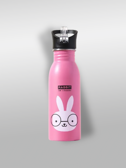 Gourde pour enfant rose motif lapin