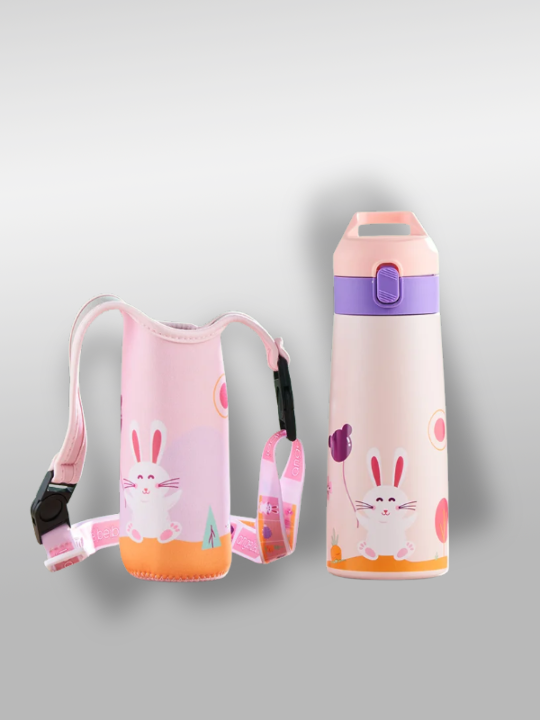 Gourde pour enfant lapin + étui