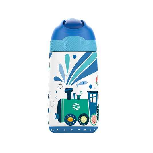 Gourde enfant train avec paille