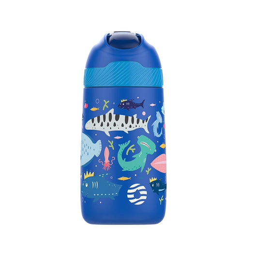 Gourde enfant bleu avec paille