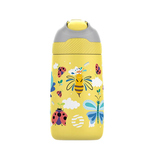 Gourde enfant jaune avec paille