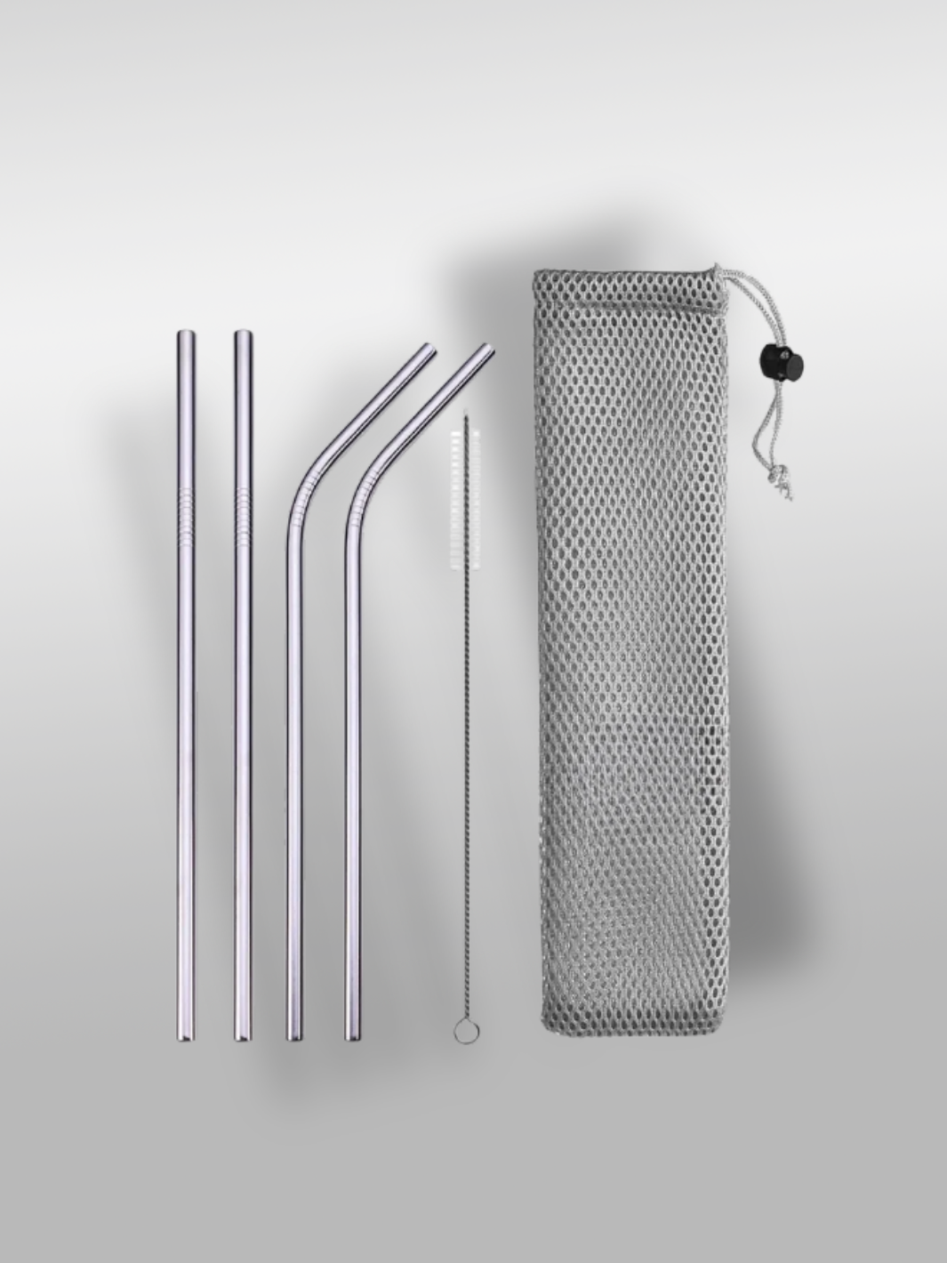 Lot de 4 pailles réutilisables en inox avec goupillon et pochette